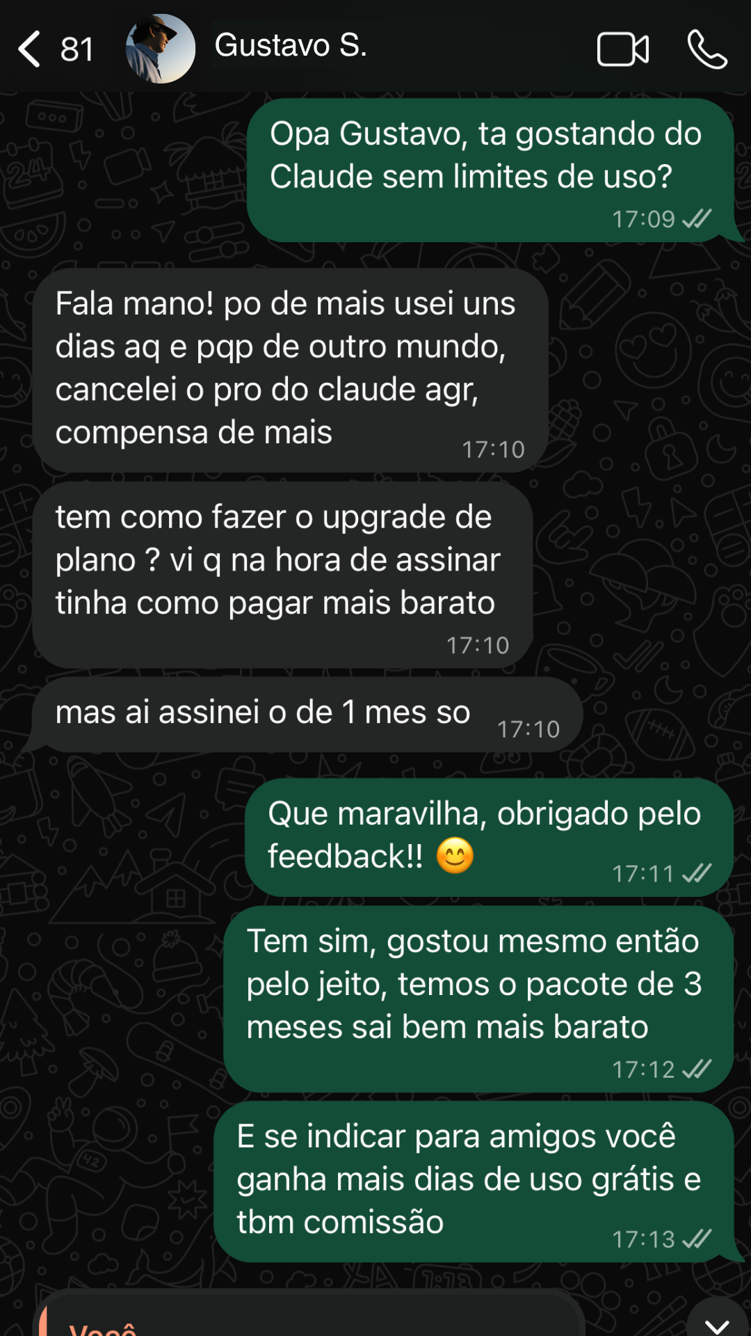 Print WhatsApp - 40 mil reais em tokens economizados